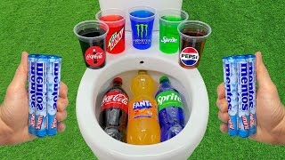 Big Coca Cola Fanta and Sprite VS Popular Sodas  Mtn Dew Pepsi Monster and Mentos in the Toilet [upl. by Piefer477]