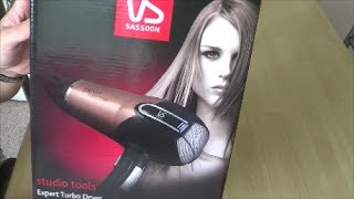 VS Sassoon Hair Dryer Unboxing StudioTools Expert Turbo Dyer [upl. by Madson107]