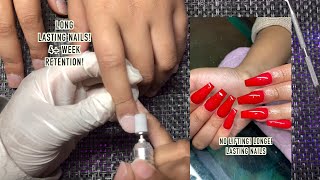 NAIL PREP FOR ACRYLIC NAILS  4 WEEK RETENTION [upl. by Riatsila]