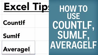 How To Use CountIf SumIf amp AverageIf In Excel [upl. by Eedyah913]