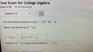 MyOpenMath answers College Algebra Exam online math class help [upl. by Butte]