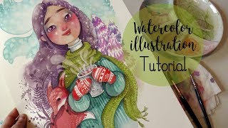 Tutorial illustrazione ad acquerello alba dinverno [upl. by Itisahc745]