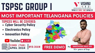 Most Important Telangana Policies class by Santhosh Rao Sir TSPSC Group I amp II [upl. by Einrae]