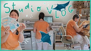 STUDIO VLOG 33  Préparation des stickers de juillet et peinture 🖌 [upl. by Notlimah]