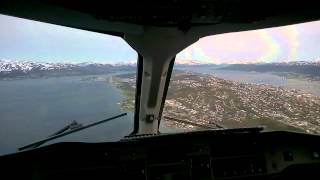 Approach and landing in Tromsø  North Norway  cockpit view  SAAB 340 [upl. by Nahtanha]