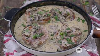 RECETTE MAILLARD  Côtelettes de porc avec sauce crémeuse aux champignons [upl. by Akimaj]