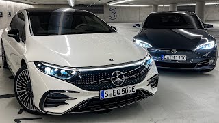 2022 EQS vs TESLA The Ultimate DUEL 2022 EQS580 Model S P100D [upl. by Negris]