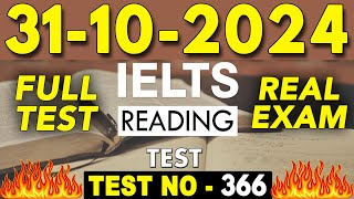 IELTS Reading Test 2024 with Answers  31102024  Test No  366 [upl. by Eiramlatsyrc]