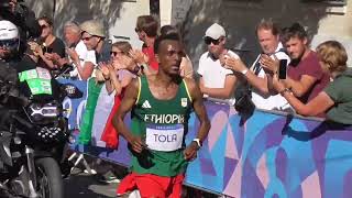 Mens Marathon Paris 2024 Olympic Games  Tamirat Tola last mile [upl. by Ehudd]