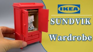 MINIIKEA DIY IKEA SUNDVIK wardrobe model Miniature tutorial home furniture桑維衣櫃模型教程娃娃屋家具【 40】 [upl. by Cissy549]