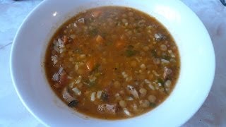 Sopa de Lentejas con Arroz Integral  Receta [upl. by Hnid]