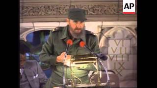 USA NEW YORK CUBAN PRESIDENT FIDEL CASTRO VISITS HARLEM [upl. by Oinotnaesoj120]