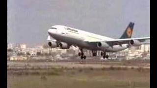 Lufthansa A340200 landing at Faro Portugal [upl. by Malone]