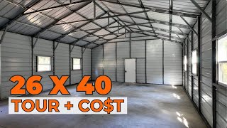 26x40 Metal Garage Cost  Completed Tour  WolfSteel Buildings [upl. by Jules]