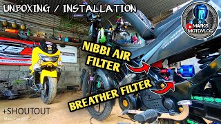 NIBBI AIR FILTER  BREATHER FILTER  UNBOXINGINSTALLATION  MARKSMOTOVLOG [upl. by Yeffej]