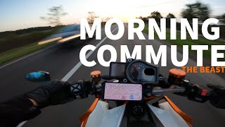 KTM 1290 SUPERDUKE R  MORNING COMMUTE AKRAPOVIC amp DECAT PURE SOUND [upl. by Nnyletak321]