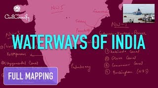 Important Waterways of India  Full Mapping Practice [upl. by Storer]