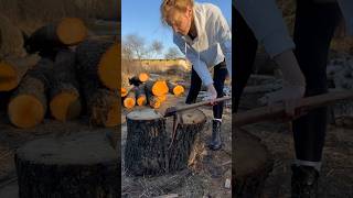 Pretty Girls and Chopping Wood woodworking firewood work [upl. by Fry747]