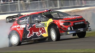 WRC Cars going CRAZY at Goodwood  Citroën C3 vs Ford Fiesta doing DONUTS amp BURNOUT [upl. by Trenton]