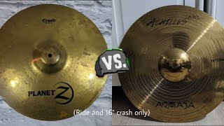 Budget cymbals vs cheaper budget cymbals Planet Z vs Achilles axl ride amp 16” crash only [upl. by Romonda715]