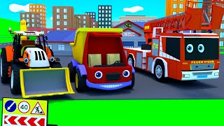 Car cartoons Truck Tim tractor Max in the Car city Educational cartoons about cars [upl. by Litnahc]