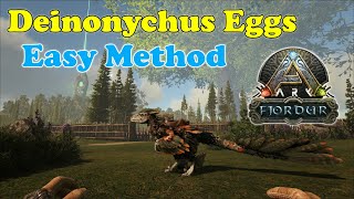 EASY Way to Steal Deinonychus Eggs on Fjordur ARK  Feathered Raptor How To [upl. by Esmerelda]