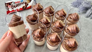 Kinder Bueno Dessert Shots Easy and yummy no bake mini dessert cups [upl. by Egon]