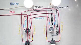 Cómo conectar 2 interruptores de 3 vías en la misma caja con el método de puentes [upl. by Ailefo]