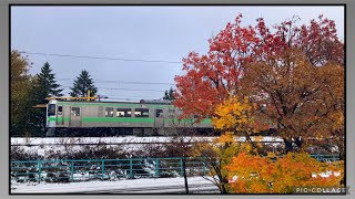 【紅葉×雪】今季初めて雪が積もった札幌市内を走る列車たち 20241107 721系 731系 733系 735系 キハ261系 [upl. by Ethelinda]