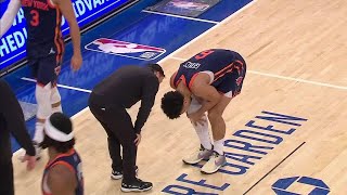 Quentin Grimes exits to locker room after apparent knee injury vs Jazz  NBA on ESPN [upl. by Nogras675]