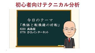 1月16日株価と転換線の好転 8233高島屋 3778さくらインターネット [upl. by Landrum]