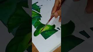 Lotus leaf watercolor painting 🎨 shorts youtubeshorts artwork painting [upl. by Yelsnya150]