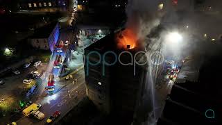 HUGE FIRE rips through former apartment block next to busy casino in Bradford [upl. by Ful988]