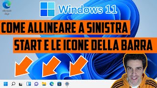 🤓 WINDOWS 11 COME ALLINEARE A SINISTRA START E LE ICONE DELLA LA BARRA Shorts [upl. by Akinor]