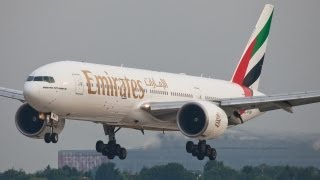 EMIRATES BOEING 777300 LANDING AT DÜSSELDORF IN NICE EVENING LIGHT HIGH QUALITY HD [upl. by Agamemnon]