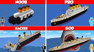 Minecraft Titanic HOUSE BUILD CHALLENGE  NOOB vs PRO vs HACKER vs GOD  Animation [upl. by Daveta]