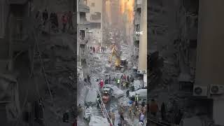 Aftermath of major Israeli strike on central Beirut [upl. by Oswell]