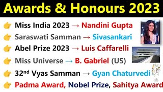 Awards amp Honours 2023 Current Affairs  पुरुस्कार 2023 Current Affairs  Awards Current Affairs 2023 [upl. by Salomon]