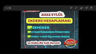 2022 EYLÜL EKDERS HESAPLAMASI [upl. by Eerok]