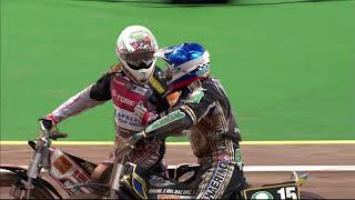 Nicholls v Sayfutdinov FIGHT  FIM Speedway Grand Prix [upl. by Ahseryt698]