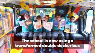 Old double decker bus converted into Norfolk infant school library [upl. by Esaertal454]