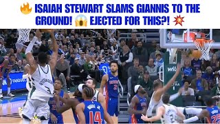 Isaiah Stewart Ejected for Throwing Giannis to the Ground Mid Air 😳💥 [upl. by Drawets985]