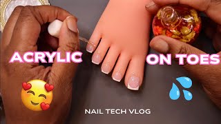 Watch me practice  Acrylic toe application on fake foot  Nail Tech School Chit chat [upl. by Netsruk785]