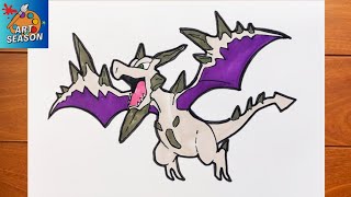 How to Draw Pokemon Mega Aerodactyl [upl. by Telfore]