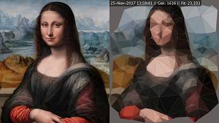 Genetic Algorithm drawing Monalisa using Voronoi Diagrams connection graph [upl. by Hameerak]