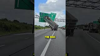 Trailer Takes Down Traffic Sign [upl. by Culliton565]