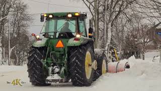 Snowplow Video 61  Farm tractor used for snow shoveling in village [upl. by Kciredor]