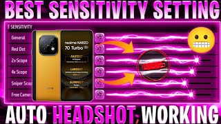 REALME NARZO 70 TURBO FREE FIRE NO RECOIL HEADSHOT SETTINGS⚙️  REALME NARZO 70 TURBO📱 [upl. by Nisse]