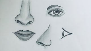 Nose and lipseyeeasy drawing  nose drawing  naak ka chittra kaise bnaye eye drawing ✍️ [upl. by Annaujat]