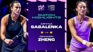 Aryna Sabalenka vs Zheng Qinwen  2024 WTA Finals Riyadh Group Stage  Match Highlights [upl. by Atileda]